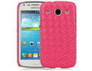 Samsung i8260 Galaxy Core Diamond Weave Leather Back Case Cover Pink Red maks 