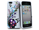 Apple iPhone 5 white butterfly floral pattern design silicone case cover bumper maks