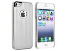 Apple iPhone 5 Luxury Brushed White Metal Aluminum Chrome Silver White Hard Back Case Cover maks