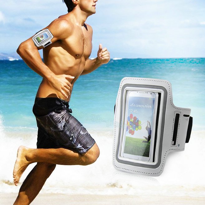Samsung Galaxy S4 IV i9500/i9505 Sport GYM Running Armband Case Cover white maks  	