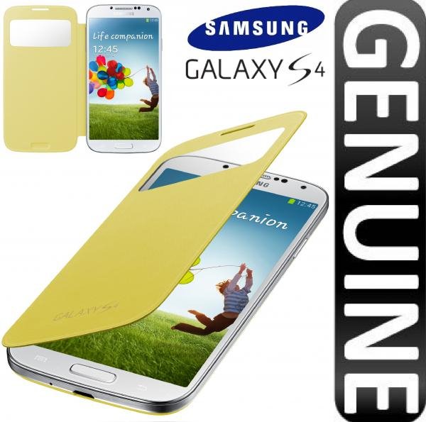 Samsung Galaxy i9500/i9505 S4 IV Original Premium S-view cover flip case EF-CI950BYEGWW Yellow maks 