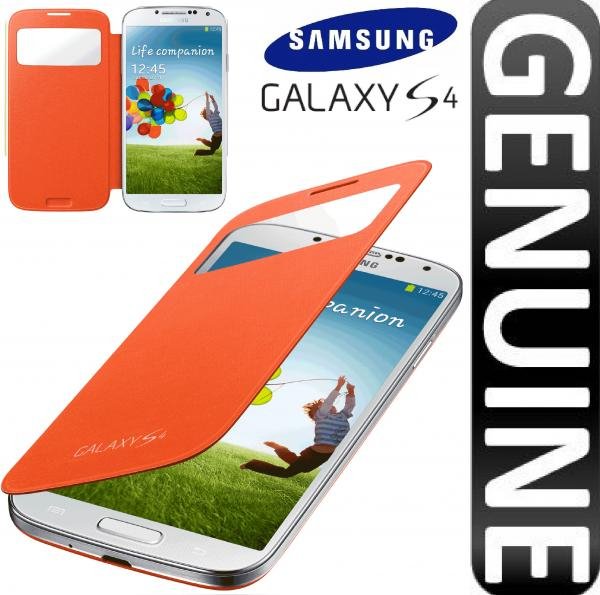 Samsung Galaxy i9500/i9505 S4 IV Original Premium S-view cover flip case EF-CI950BOEGWW orange maks 