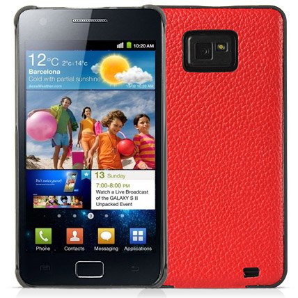 Samsung i9100/i9105 Galaxy S2/S2 Plus Luxury Leather Back Case Cover Red maks