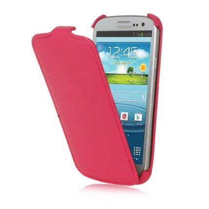 Samsung i9300 Galaxy S3 Leather Clam Flip Case Cover Hot Pink Red maks
