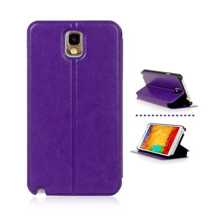 Samsung N9005 Galaxy Note 3 Vintage Design Leather Wallet Case Stand Cover Purple maks