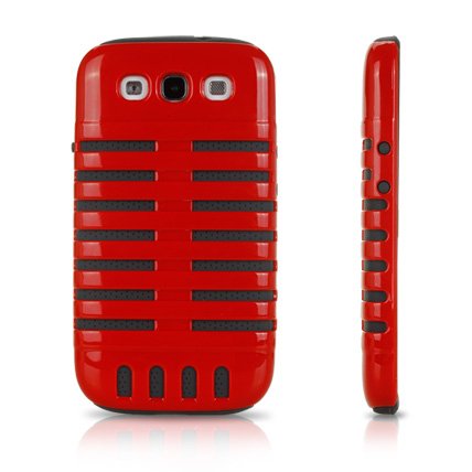 Samsung i9300 Galaxy S3 Columns Design Hard Back Case Cover Bumper Stand Black Red maks