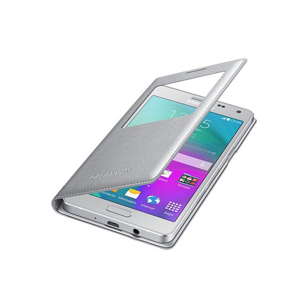 Samsung Galaxy A5 A500 Original S View Wallet Flip Case Cover EF-CA500B EF-CA500BSEGWW silver maks