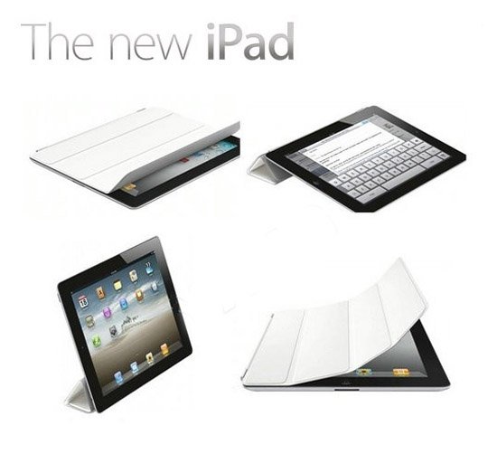 Apple iPad 2/3/4 Smart Cover Slim Magnetic Case Wake/Sleep Stand white