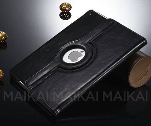 Apple iPad 5 Air Premium Leather Vintage Rotating Smart Case Cover Stand Black maks