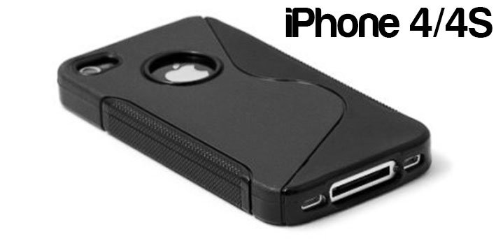 Apple iPhone 4/4S S Line Wave Silicone Back Case Cover Bumper Black maks
