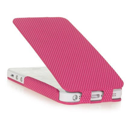 Apple iPhone 5/5S Slant Grid Design Leather Flip Case Cover Pink maks