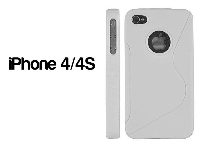 Apple iPhone 4/4S S Line Silicone Back Case Cover Bumper White maks