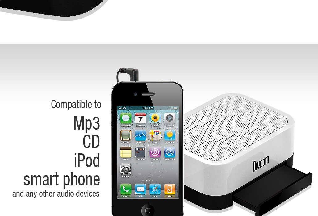 Divoom iFit-1 Stereo speakers Apple iPhone 3/4/5 iPad 2/3/4/mini On Go Samsung Galaxy S2/S3/Note/Note2 all smart phones stereo white