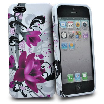 Apple iPhone 5 white rose floral design silicone case cover bumper maks