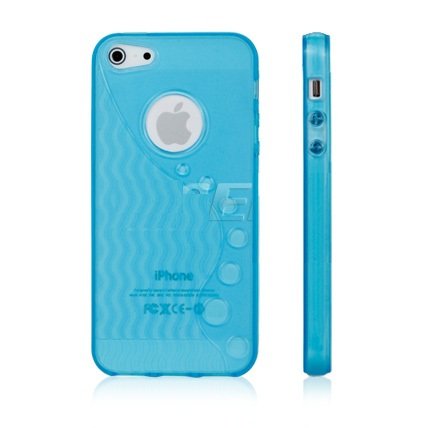 Apple iPhone 5 Light Blue Circles silicone gel back case bumper cover