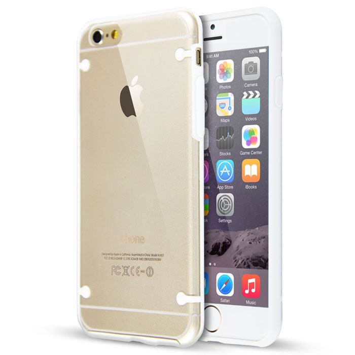 Apple iPhone 6/6S Glow Rubber Gel Ultra Thin Clear Back Case Cover Bumper White maks