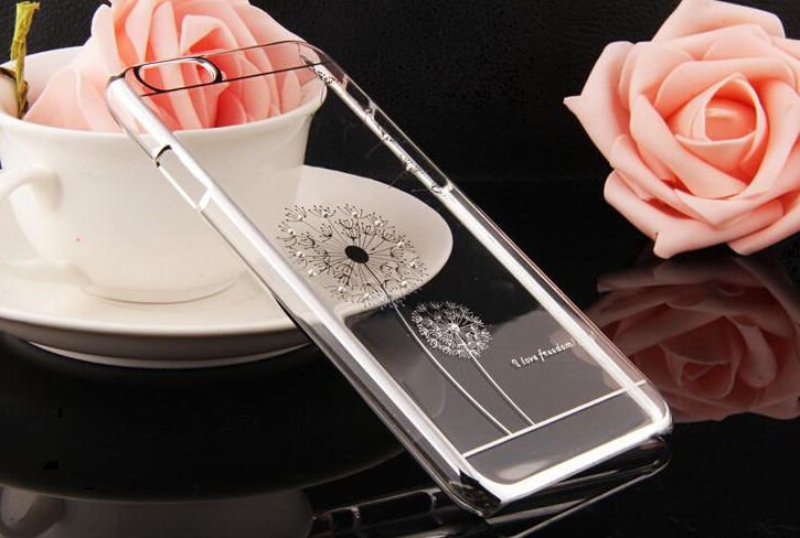 Apple iPhone 6/6S 4.7 Silver Dandelion Stylish Clear Crystal Diamond Transparent Back Hard Case Cover maks vāciņš 