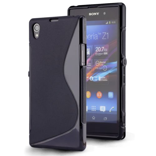Sony Xperia Z1 Gel Silicone Slim Thin Back Case Cover Black maks