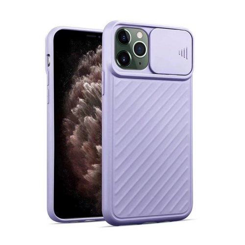 iPhone 12 Pro Max Silikona Macins ar kameras aizsargu (Viole