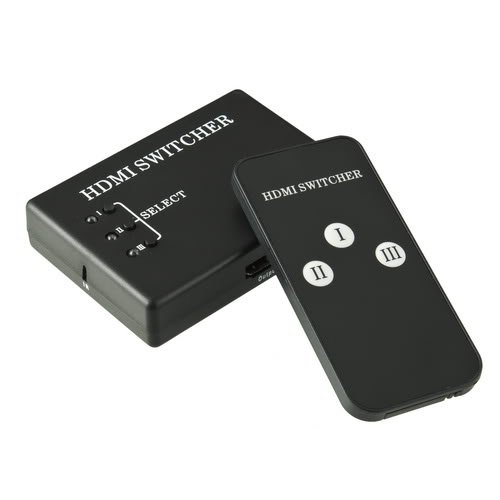  3 Port HDMI Full HD 1080P 3D HDTV Multi Display Auto Switch Switcher Hub Splitter Remote Control DVD/TV/PS3 Black