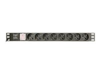 Gembird PDU 8x Schuko 1U 10A 3m C14 Plug