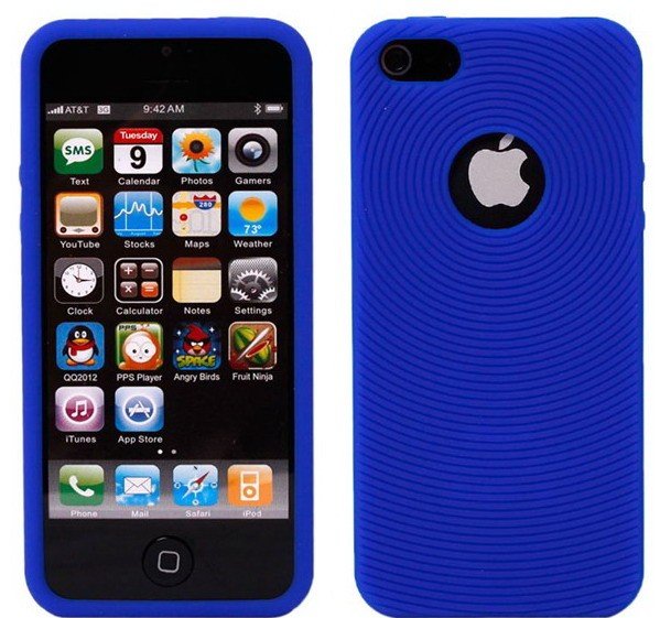 Apple iPhone 5 Blue Silicone Case Cover Bumper maks