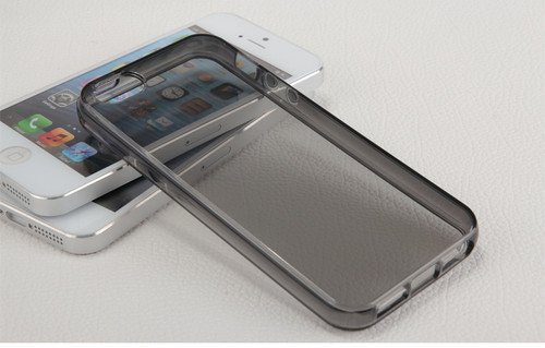 Apple iPhone 5 Silicone Soft Crystal Black Clear Back Case Bumper maks