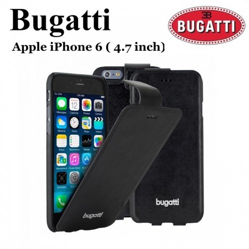 Bugatti Geneva BUGFCIPH6BK Super Plāns Ādas Flip maks iPhone 6 4.7inch Melns (EU Blister)