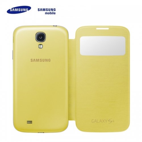 Samsung EF-CI950BYE Īpa&scaron;i plāns vertikāli atverams maks ar lodziņu i9500 Galaxy S4 Dzeltens (EU Blister)