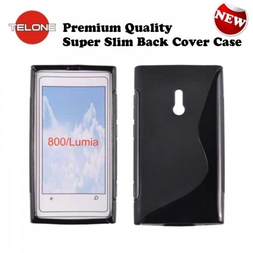 Telone Back Case S-Case gumijots telefona apvalks Nokia 800 Lumia melns