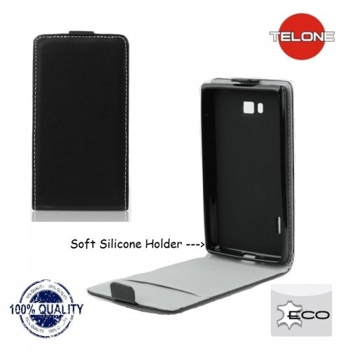 Telone Flexi Slim Flip Samsung Galaxy Ace S5830 vertikÄ?li atverams silikona ietvarÄ? Melns