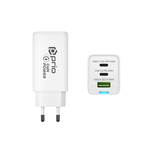 Prio Fast Charge Wall Charger 65W PD USB C1 +C2+ QC 3.0 USB A white