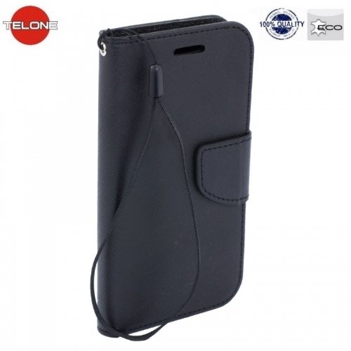 Telone Fancy Diary Book Case ar stendu LG F60 D390 sāniski atverams Melns