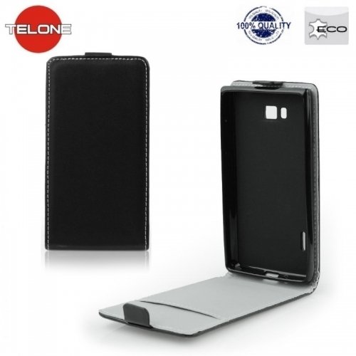 Telone Flexi Slim Flip Huawei Ascend Mate 7 vertikāli atverams silikona ietvarā Melns