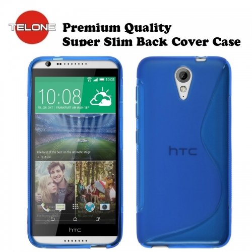 Telone Back Case S-Case gumijots telefona apvalks HTC Desire 620 Zils