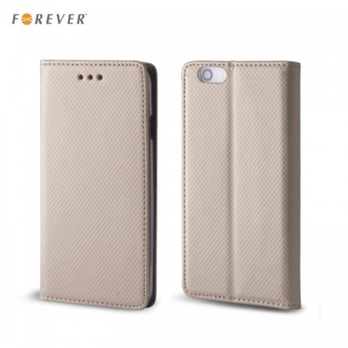 Forever Magnēstikas Fiksācijas Sāniski atverams maks bez klip&scaron;a Samsung J510 Galaxy J5 Zeltains