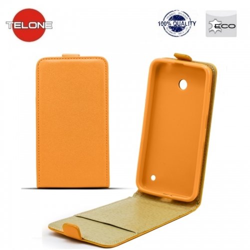 Telone Shine Pocket Slim Flip Case Microsoft Lumia 640XL telefona maks vertikāli atverams Oranžs