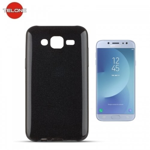 Telone Candy Super Plāns 0.3mm Silikongēla Telefona Apvalks ar spīdumiem Samsung J730F Galaxy J7 (2017) Melns