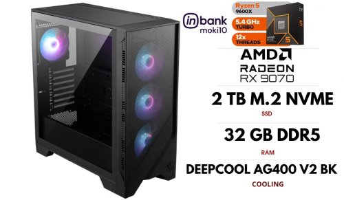 Gameroom PC| RYZEN 5 9600X, DDR5 32GB 6000MHz, NVME M.2 SSD 2TB, RX 9070