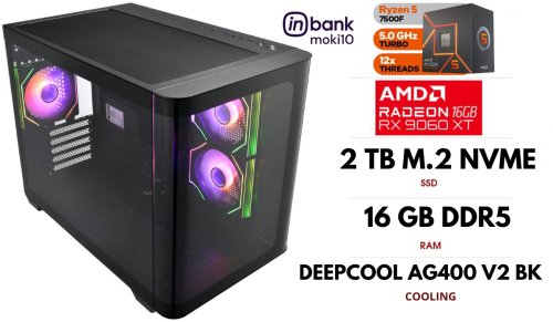 Gameroom PC| RYZEN 5 7500F, DDR5 16GB 6000MHz, NVME M.2 SSD 2TB, RX 9060 XT 16GB