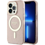 Guess iPhone 14 Pro 6.1 hardcase Glitter Gold MagSafe - Pink