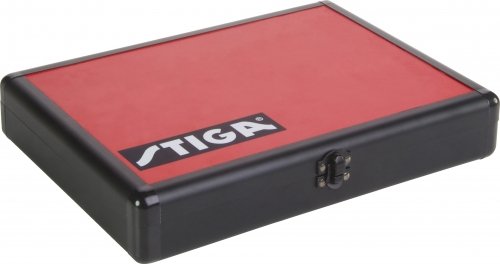 Stiga galda tenisa inventars Alu Batcase ietvars galda tenisa raketei, melns/sarkans