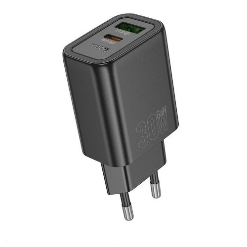 Hoco wall charger USB A+Type C PD QC3.0 3A 30W N63 black