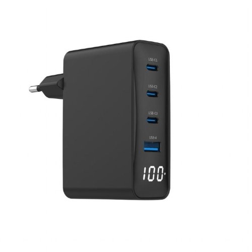 Gembird CHARGER USB 100W 4PORT GAN/TA-UC-PDQC100LCD-01-BK