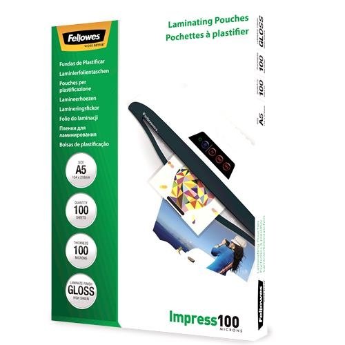 Fellowes LAMINATOR POUCH GLOSSY/A5 100 100PCS 5351002