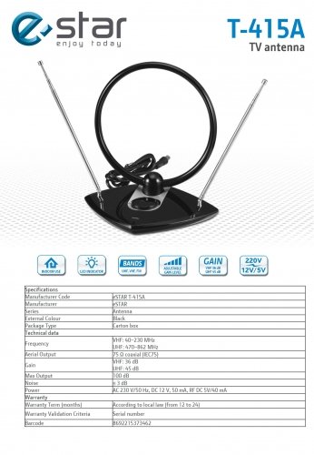 Estar Antenna T-415A Black