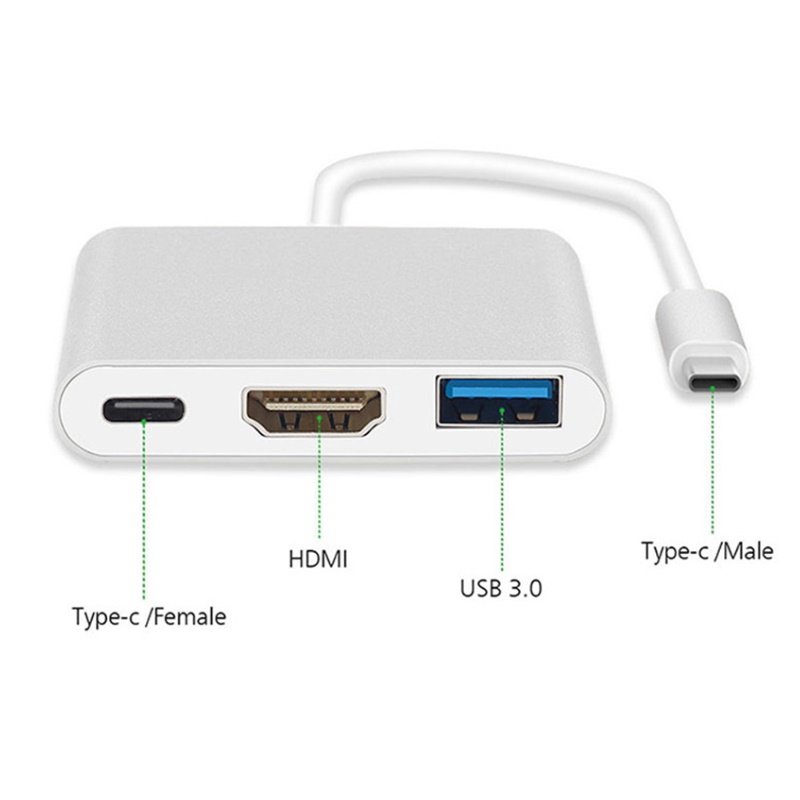 WOW/3in1 USB-C (Type-C) Spraudnis uz HDMI 4K / USB 3.0 / USB-C Ligzdu Multimedia Audio/ Video adapter
