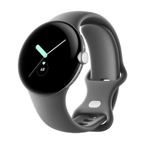 Google Pixel Watch LTE 41mm Polished Silver Case with Sport Band - Charcoal