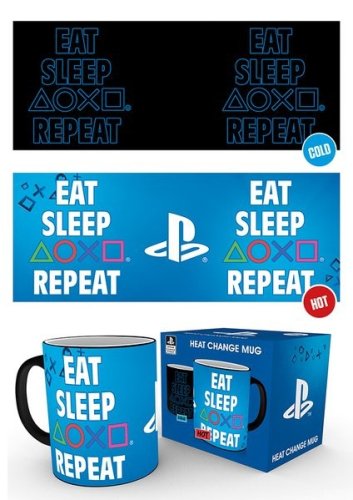 Gb eye PLAYSTATION Eat Sleep Repeat heat change mug