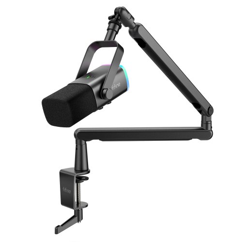 Fifine AmpliGame TAM8 wired microphone with stand and RGB backlight|USB/XLR